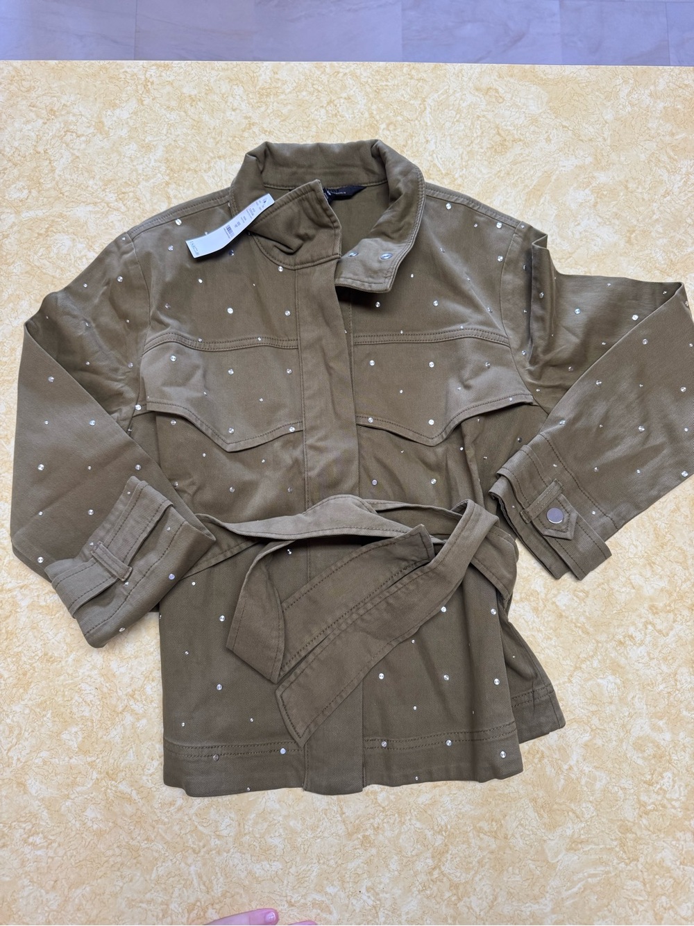 White House Black Market Olive Green Studded Utility Jacket